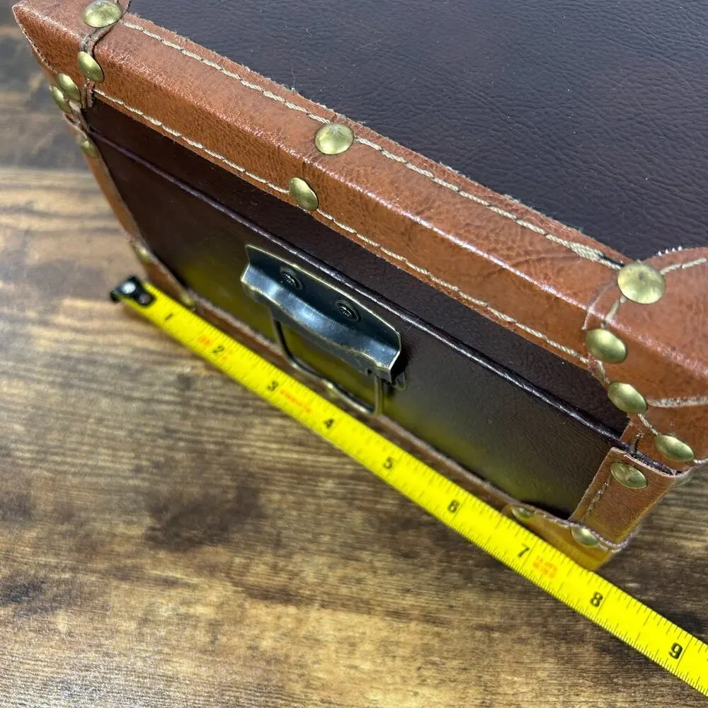 Unbranded Vintage Style Small Trunk Decorative Storage Box Faux Leather Brown